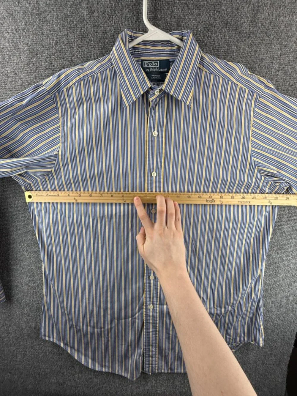 Polo Ralph Lauren Andrew Classic Fit 16 32/33 Button Up Blue Yellow Striped